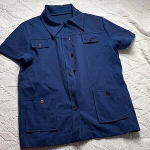 Vintage Navy Button-Up Top